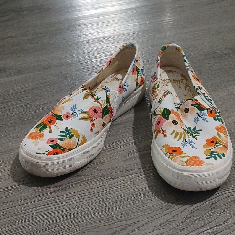 Keds Rifle Paper Co Floral Sneakers 62681 Multicolor Slip On Sz 7 NWOT